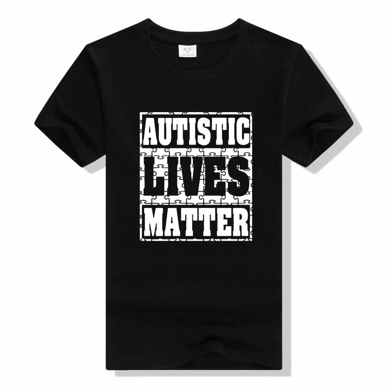 Хлопковая футболка с круглым вырезом и принтом, рубашка Autistic Lives Matter, летняя повседневная рубашка с короткими рукавами, осведомленность об аутизме
