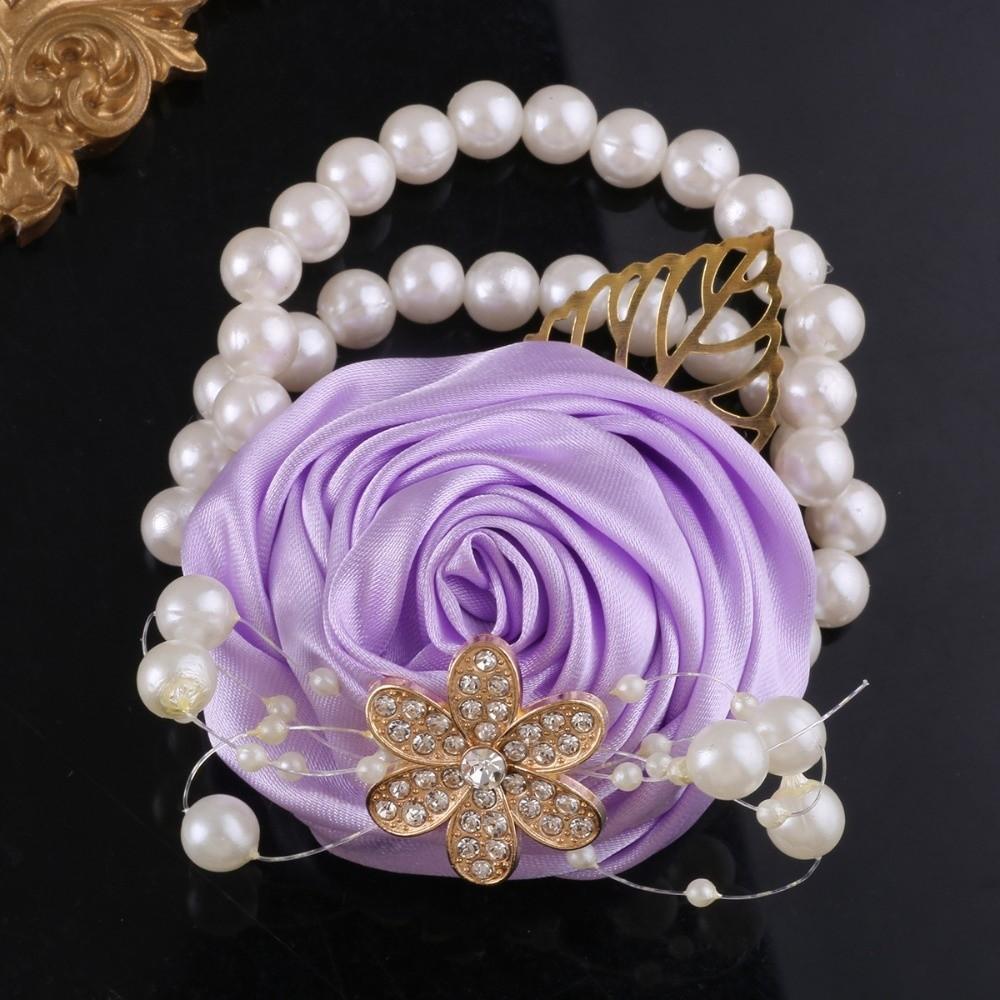 Artificial Rose Bridesmaid Wrist Flowers Ribbon Wedding Flower Bracelet Wedding Party