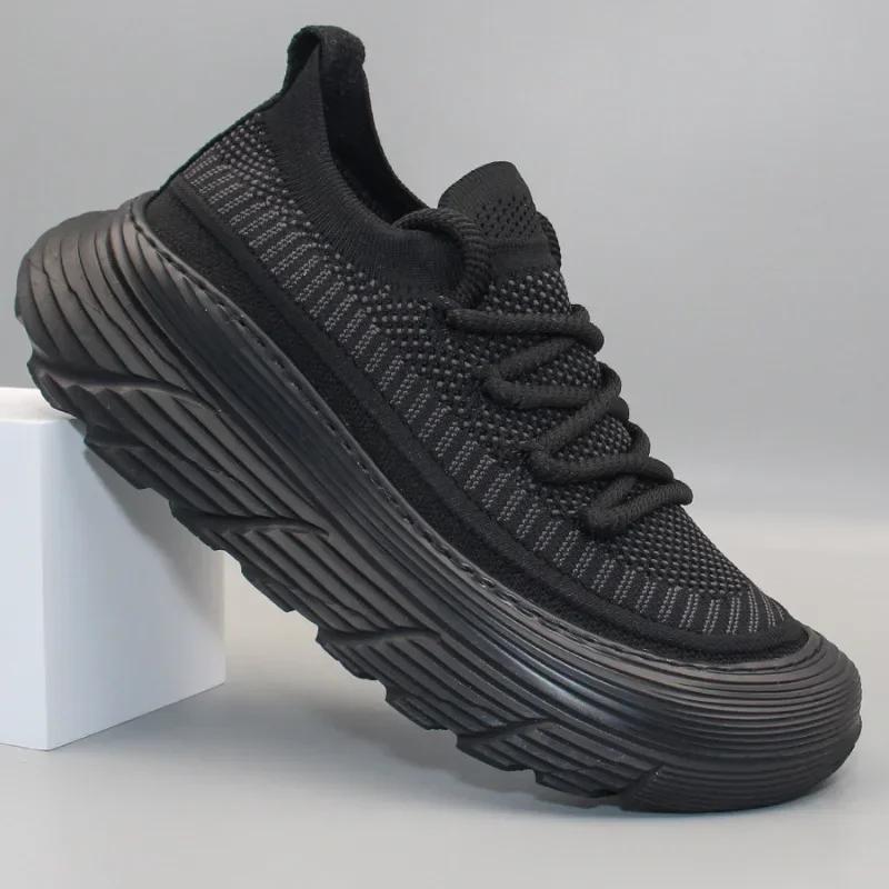 Мужские кроссовки летние черные Flying Weaving дышащая сетка Zapatos Hommes повседневные быстросохнущие мягкие подошвы спортивная обувь для активного отдыха