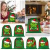 Christmas Gift Bag, Double Sided Printed Gift Bag, Xmas Drawstring Bag, Green Drawstring Gift Bag For Holiday