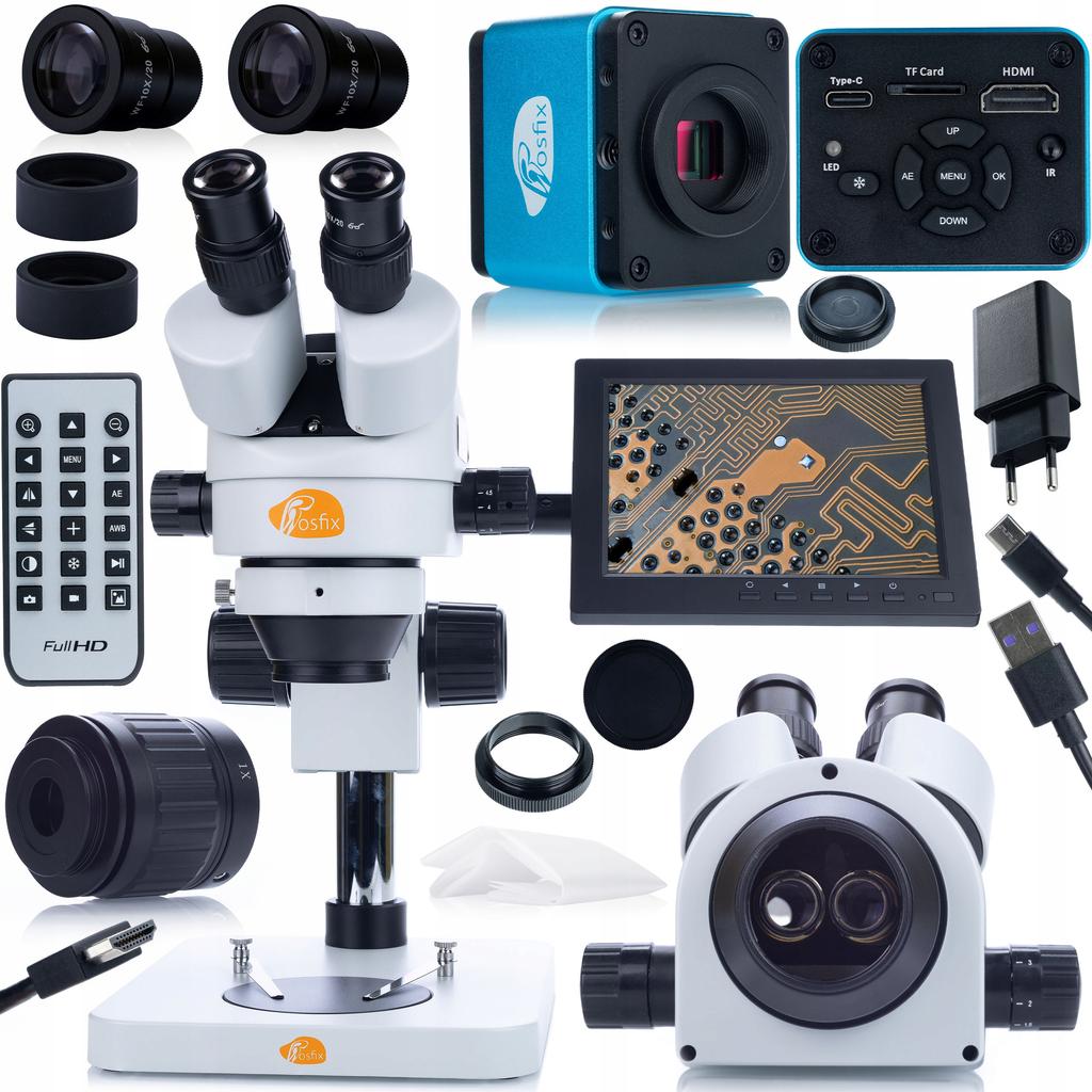 Rosfix Zestaw Mikroskopowy Mercury Pro – Mikroskop z Kamerą 8,29MP | Wyświetlacz 8 cali | Trinokularowa Głowica