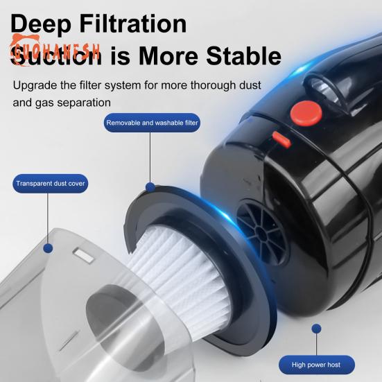 Автомобильный пылесос со светодиодной подсветкой, 120 Вт, высокая мощность, 2000 мАч, беспроводной перезаряжаемый портативный пылесос двойного назначения с сильной мощностью всасывания, автомобильные принадлежности