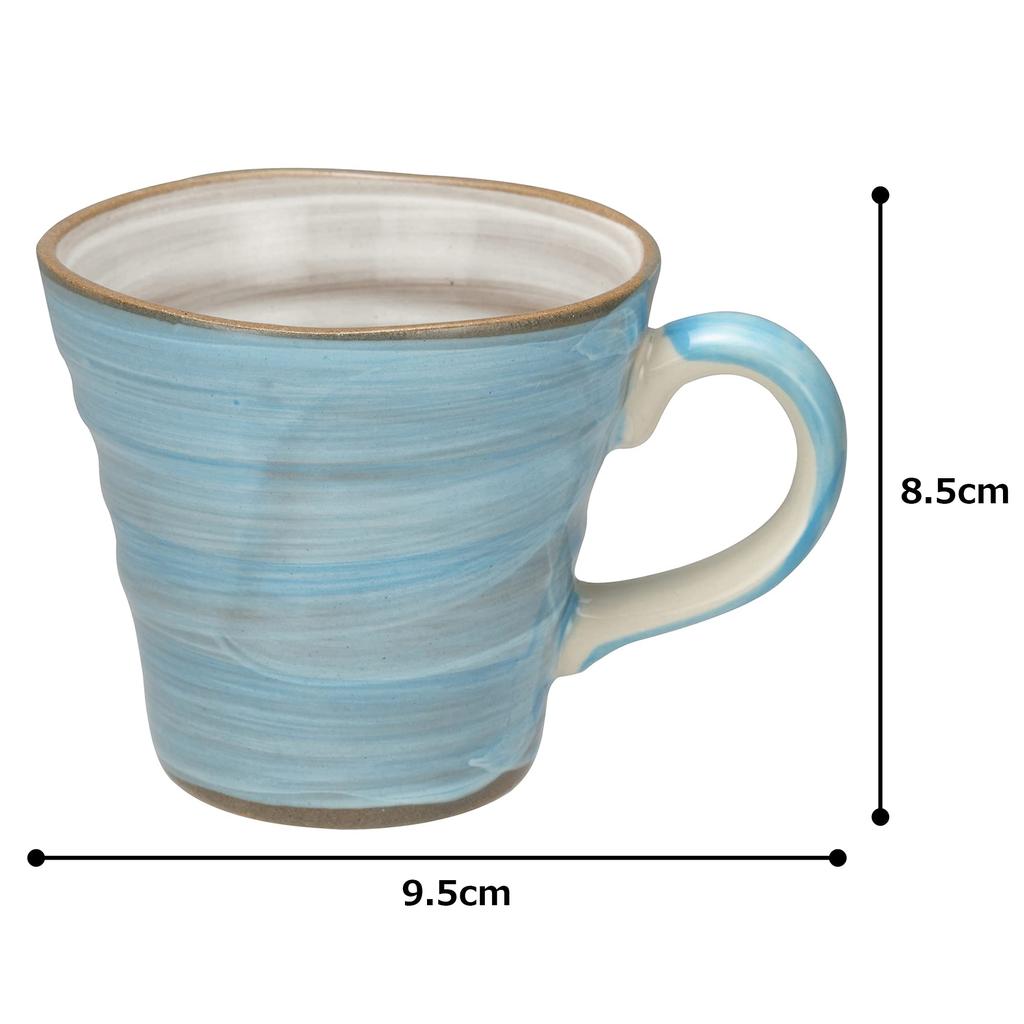 Кружка Mino Ware, диаметр 9 см, высота 8 см, цвет акварельный синий, сделано в Японии, 132-8003