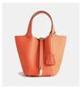 Women's Genuine Leather Bucket Bag - Top Layer Cowhide, Versatile Vegetable Basket Handbag