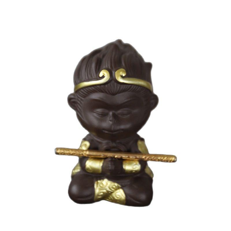 LUWU Purple Clay Teapets Cute Monkey Tea Play Chinese Tea Set Decoration