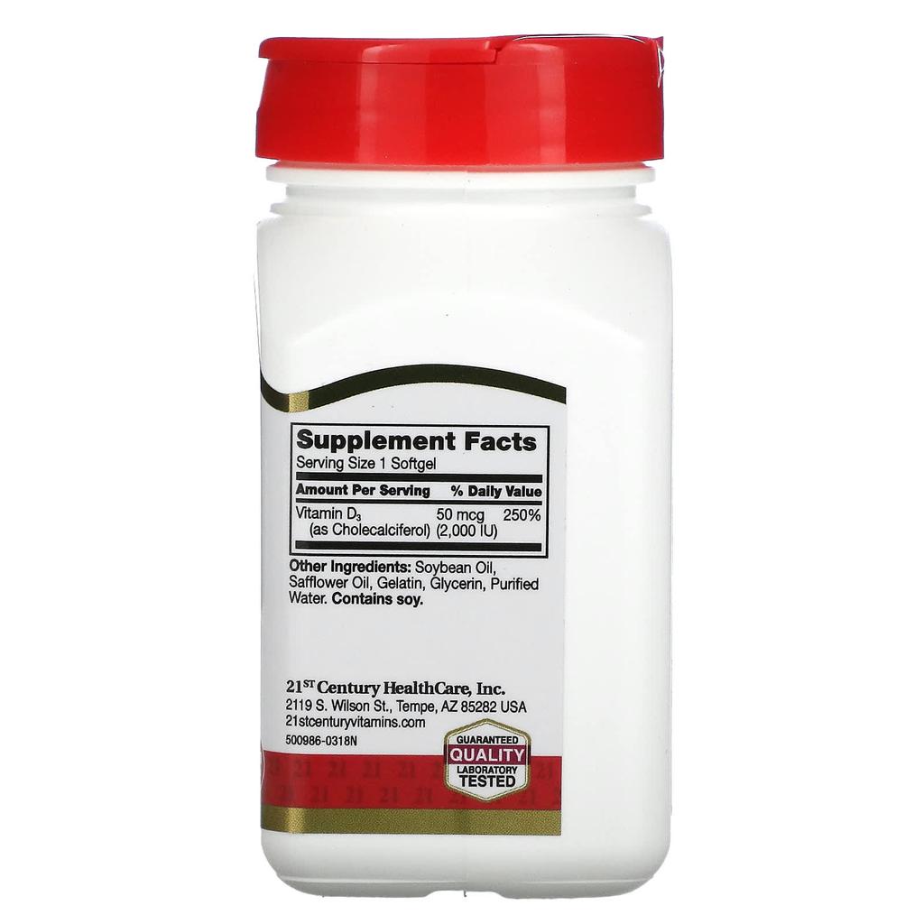 21st Century, Vitamin D3, 50Mcg(2,000Iu), 250 Softgels