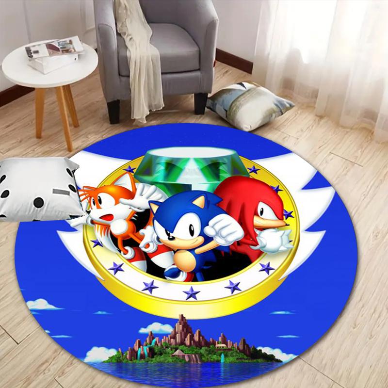 Sonic Printed Chair Rug for Home Office Use, Living Room Kitchen Game Room Round Carpet