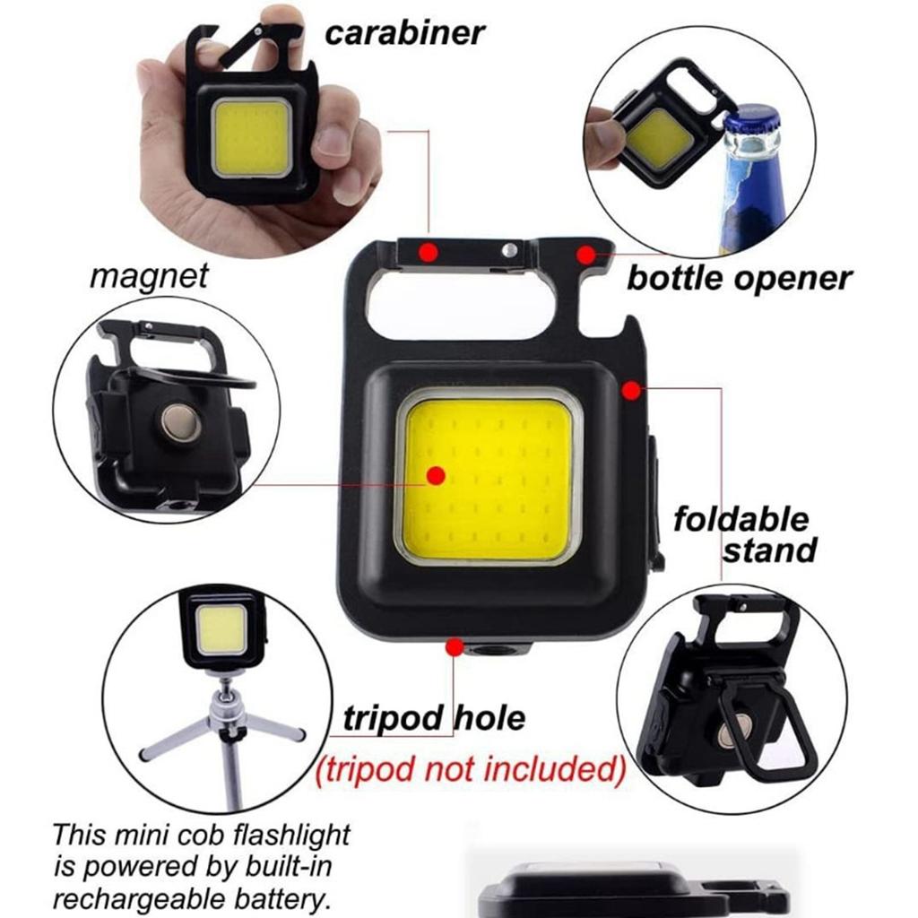Мини-фонарик COB с кронштейном типа C, карманный брелок-фонарик с магнитным основанием 3,7?4,2 В