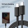 Кабель-зарядка Type C 5A, кабель USB PD для смартфона, сверхпрочный плетеный шнур для синхронизации данных и зарядки дома, на работе