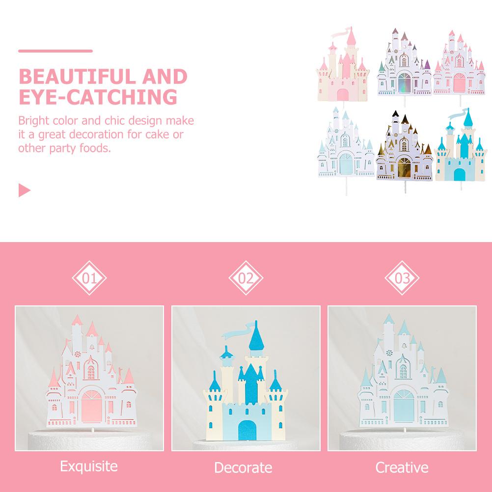 6 шт. вставка для торта в виде замка, украшение для украшения торта на день рождения для девочек, украшение на свадьбу