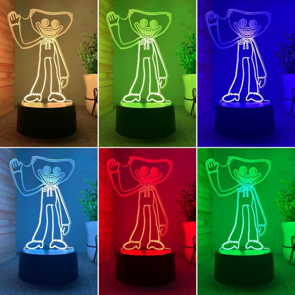 Stylish Poppy Playtime Huggy Wuggy Night Light 3d Led Lamp With 7 Colors For Living Room Decor