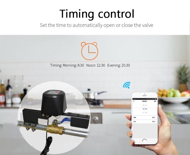 Умный клапан Tuya Bluetooth/WiFi/ZigBee для управления водой/газом с возможностью механической и удаленной установки таймера через приложение.
