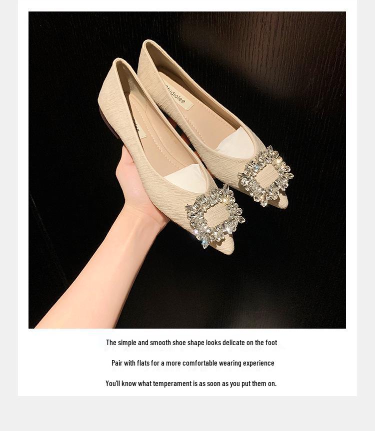 Студия Grape Mom: Весенние французские балетки с острым носком и стразами для женщин