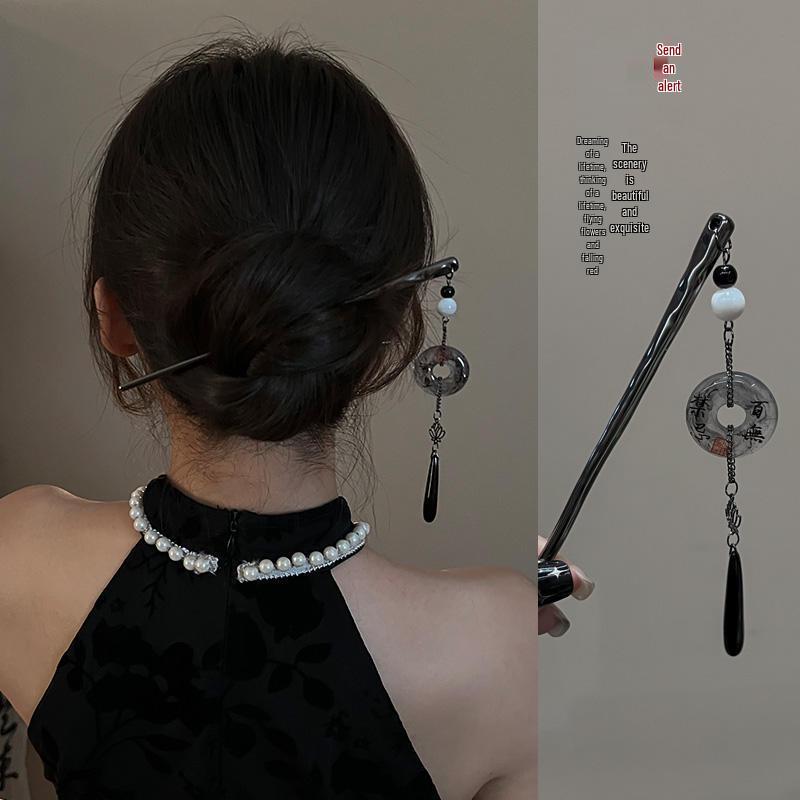 High-End Retro Chinese Tassel Hairpin for Women - Versatile Alloy Hair Clip for Elegant Updos