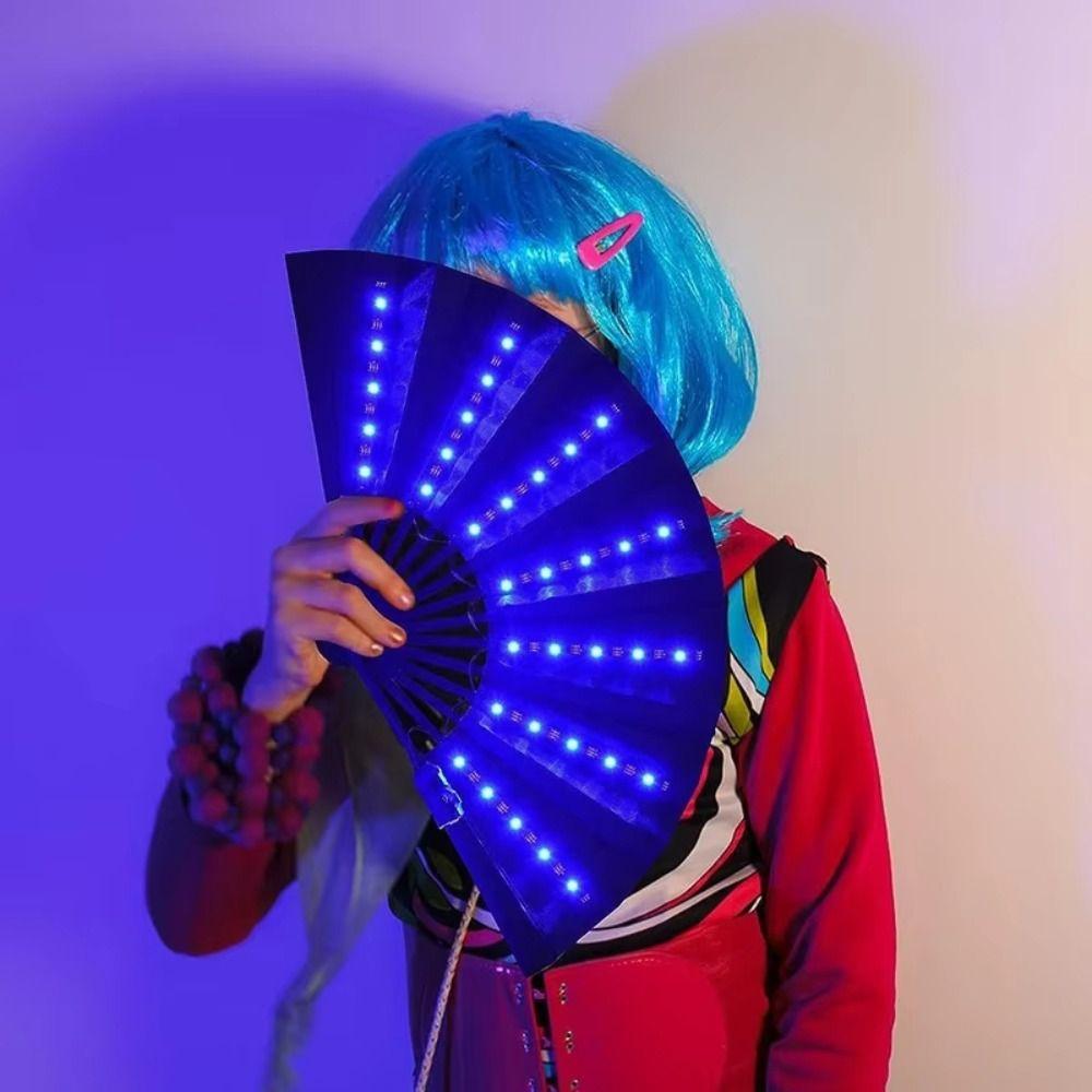 Creative Glow Folding LED Fan Portable Glowing Hand Fan Dancing Light Fan Christmas
