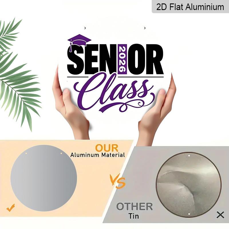 2D Flat Aluminum 2026 Graduation-themed Wall Hanging Souvenir Gift Available in Various Sizes Purple and Black Color Scheme, Preppy Style Ideal for