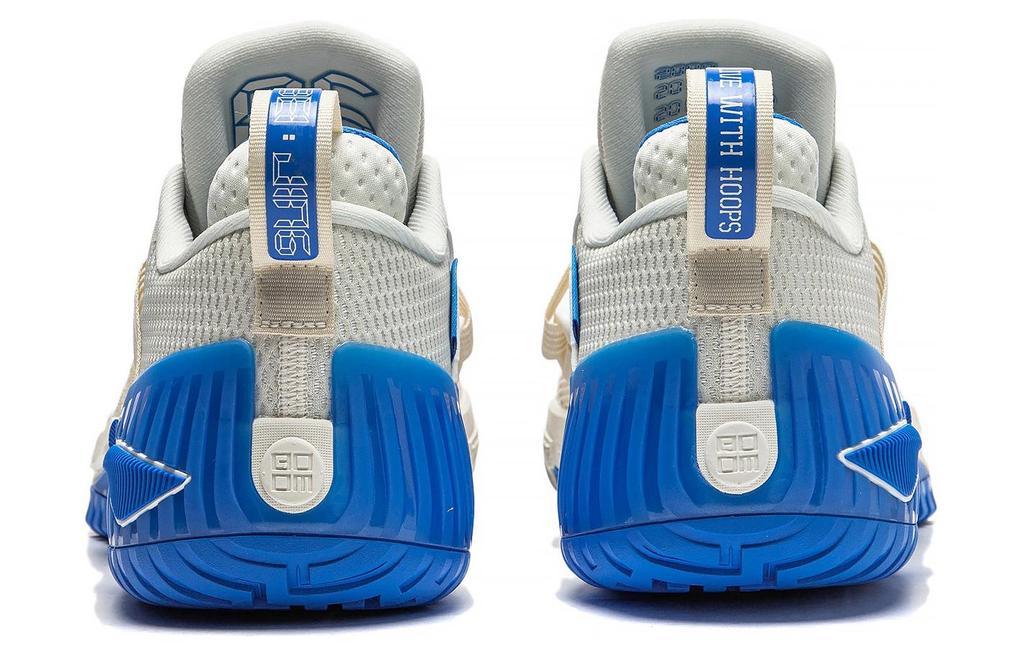 Li Ning Fury Textile, TPU Slip Resistant Abrasion Resistant Low top Basketball Shoes Men's White Blue ABFT019-9