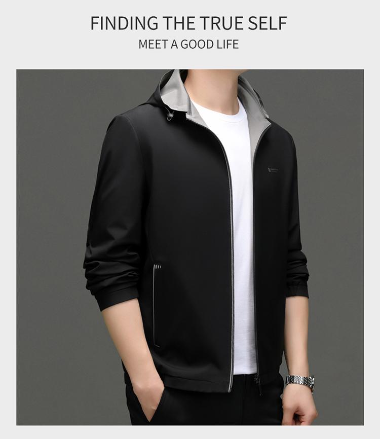 Pierre Cardin 2025 Men's Reversible Hooded Casual Jacket - Autumn Fashion for Middle-Aged Men