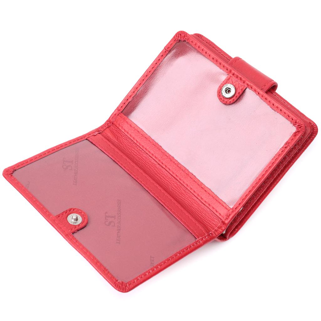 Яркий женский кошелек с монетницей и блоком для пропусков из натуральной кожи ST Leather 22714 Красный