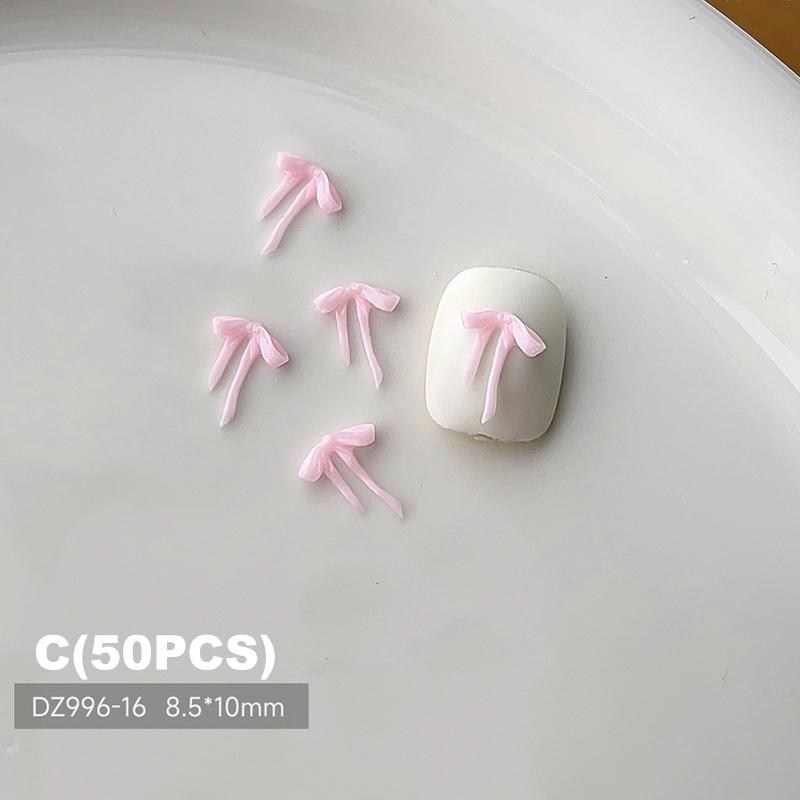 50 Pcs For DIY Manicure And Salon Decoration Soft Mini Bow Shape Nail Art Charms Mix Color 3D Bowknot Resin Accessories