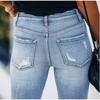Женские облегающие джинсы с высокой талией, летние длинные джинсовые брюки с несколькими пуговицами и перфорацией, высокоэластичные офисные женские джинсы
