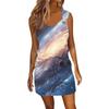 Женское модное повседневное платье без рукавов с принтом и завязками на шнурке с карманами