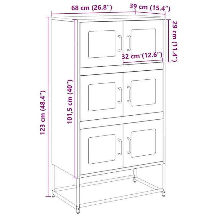 VidaXL Buffet haut anthracite 68x39x123 cm acier, armoire, armoire de rangement, buffet haut, armoire latérale, armoire 853352