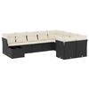 VidaXL Salon de Jardin avec Coussins 10 pcs, Canapés de Terrasse, Ensemble de Meubles de Patio, Mobilier d'Extérieur, Noir 3218186