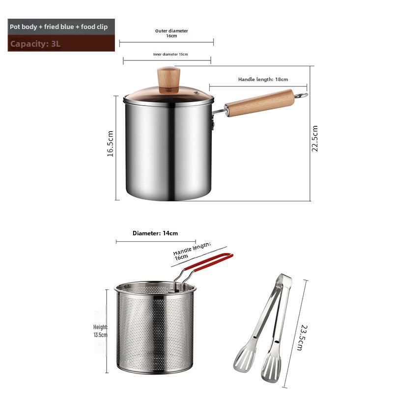304 Stainless Steel Small Frying Pan with Filter for Induction Cooker - Mini, Fuel-Saving, Multifunctional