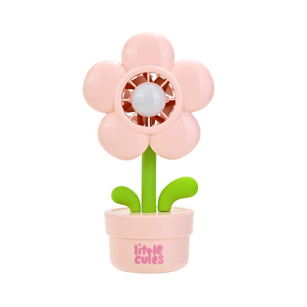 Creative Cute Flower Mini Handheld Fan for Kids - USB Rechargeable, Strong Wind Desktop Fan