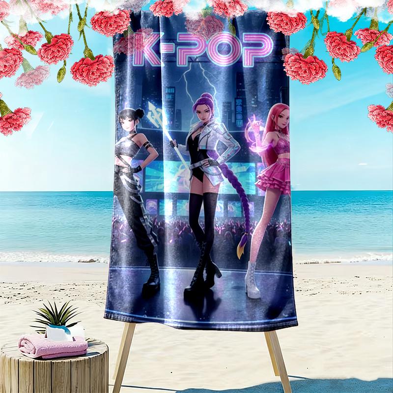 Kpop Demon Hunters Beach Towel, Durable and Easy to Clean, Soft and Vibrant Beach Towel Perfect for Travel