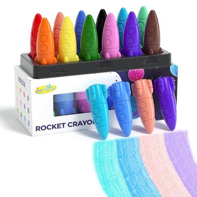 JUPITEARTH Crayon Rocket 12 Легко не оставляет пятен Трудно удаляется с помощью раскрашивания Рисование Начальная школа Цветные карандаши Форма, Цвета, Милый,