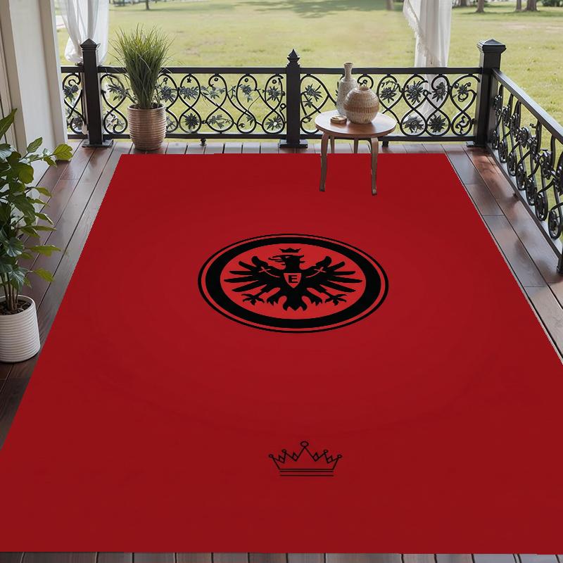 Crystal Velvet Rug with Eintracht Frankfurt Design, Soft Non-Slip Floor Mat for Living Room Bedroom Decor