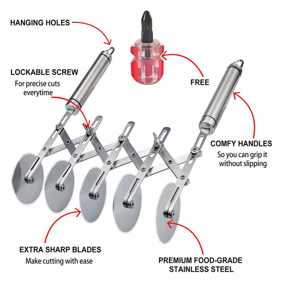 Ручной резак из нержавеющей стали, регулируемый инструмент для резки теста, пиццы, хлеба, DIY инструмент