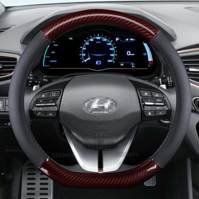 Чехол на руль автомобиля D-образной формы из натуральной кожи + углеродного волокна для Hyundai Ioniq 2016 2017 2018 2022 Ioniq 5