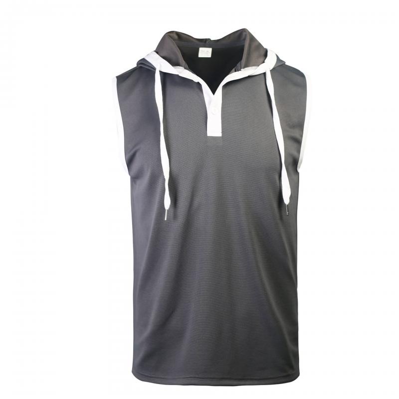 Men Tanks Top Hooded Solid Color Summer Male Sleeveless Sports Top Loose Sleeveless Fitness Vest Party Sweatshirt