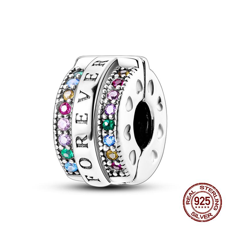 Fashion 100% 925 Sterling Silver Colorful Zircon Stars Moon Separator Charms Bead Fit Original Bracelet Fine DIY Jewelry