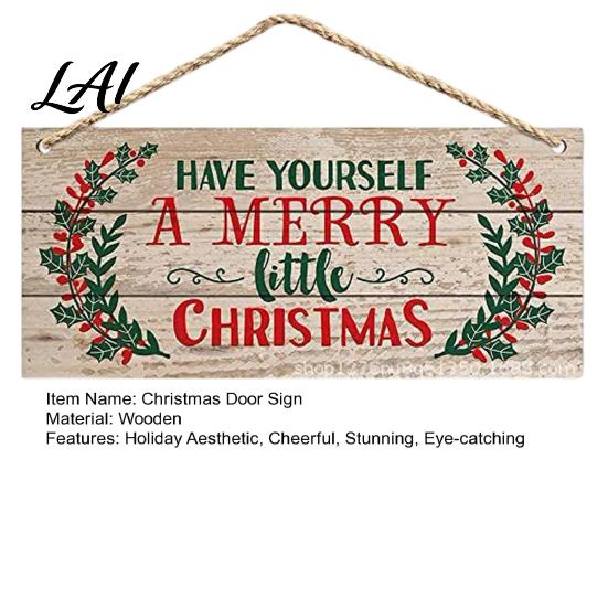 Decorative Wall Sign Christmas Wood Hanging Have Yourself Rope with Jute A Merry Holiday Party Supplies Little Rustic Door Hanger for Home