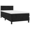 VidaXL Lit à sommier tapissier avec matelas Noir 90x190 cm Velours - Modèle 3141277