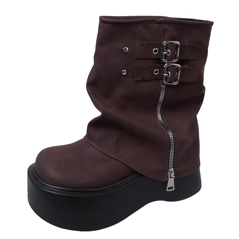 Черные популярные локомотивные утягивающие и увеличивающие ногу ботинки Martin на толстой подошве женские 2025 новые осенние брюки сапоги маленькие короткие сапоги