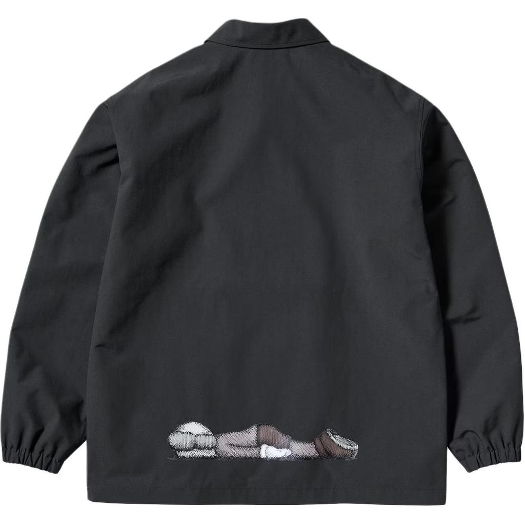 Uniqlo Коллаборация Kaws X Warhol Осень/Зима 24 Принт Банан Модная одежда Застежка на пуговицах Модная универсальная куртка Унисекс куртки Черный 474138-09