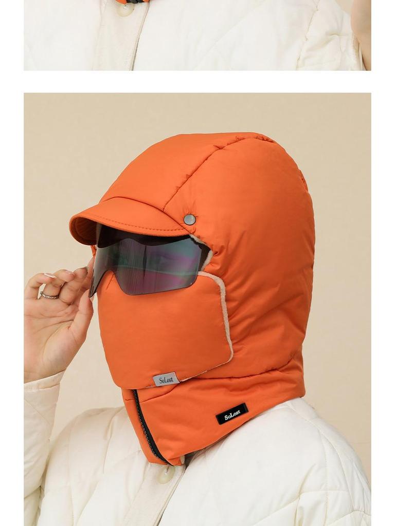 Унисекс зимняя ветрозащитная шапка: Толстый, теплый, хлопок с маской и наушниками, идеально подходит для езды в холодную погоду