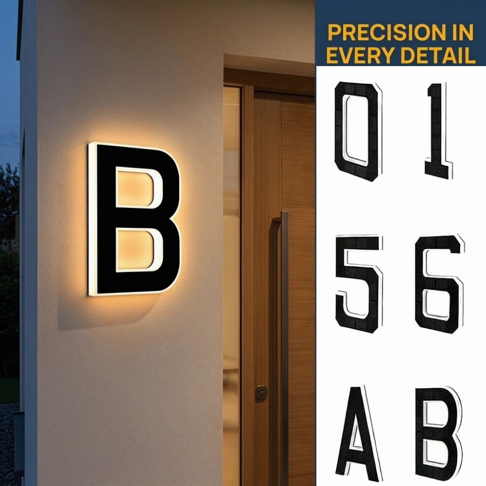 0-9 A-B Illuminated House Number Sign 12V Power Home Wall Decor Decor LED Address Sign Home Wall