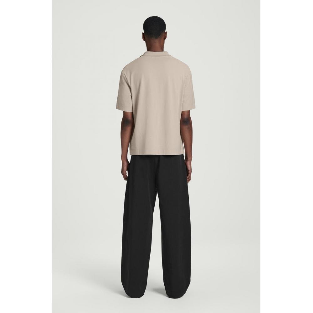 COS Японская льняная рубашка-поло с застежкой-молнией на половину длины