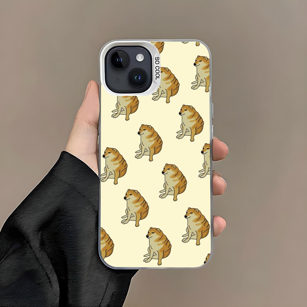 Забавный Чехол для Телефона с Собакой, Бананом, Кошкой для iPhone 16 15 14 13 12 11 Pro Max Белый Матовый Лазерный Металлик Аврора Funda