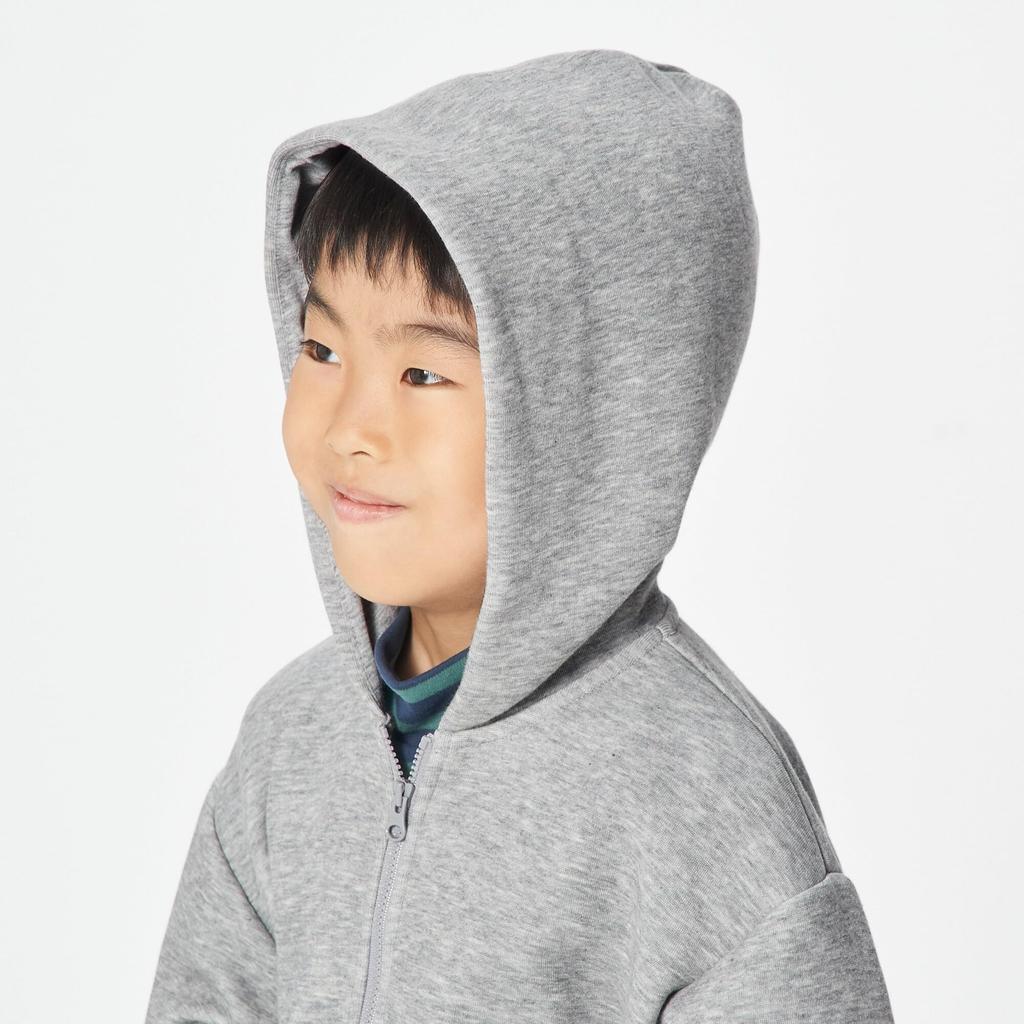 MUJI Kids Double Knit Sweatshirt Full Zip Parka Unisex Children CB1HPA4S Gray Kids 120