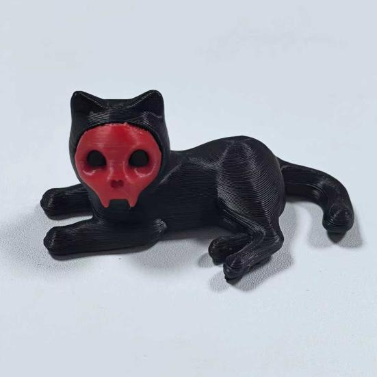 Подставка для ручек в виде кота, 3D-печать, украшение в виде черного кота, фигурка кота со съемной маской-черепом для дома, офисного стола, украшение на Хэллоуин