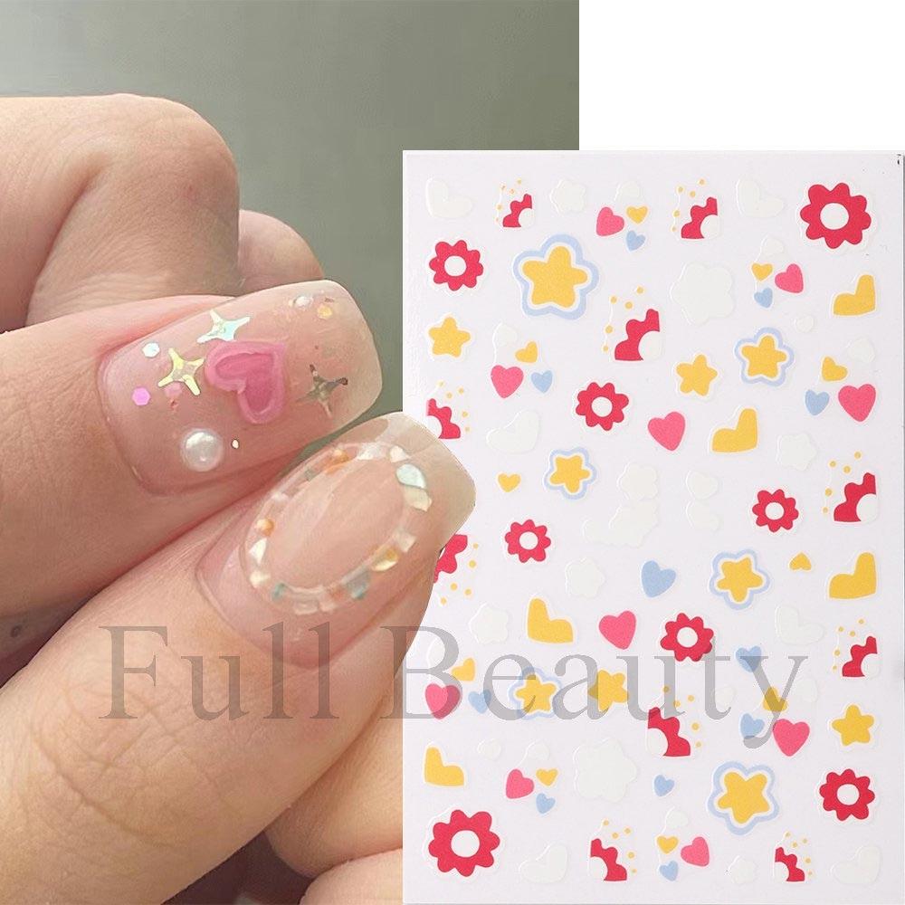 Летние цветочные и лиственные наклейки-водные слайдеры для дизайна ногтей в зеленом цвете