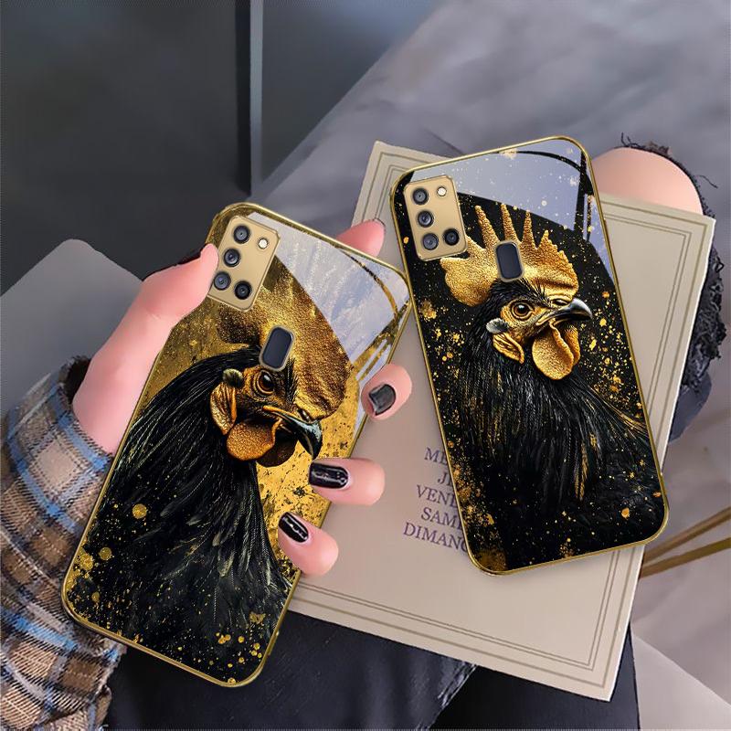 Смелый Золотой Петух Для Samsung A 31 32 A33 A34 35 14 A15 13 A16 25 26 50 52 53 54 55 56 70 71 72 73 Золотой стеклянный чехол для телефона