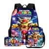 New Mario cartoon backpack, three-piece set for primary and secondary school students, school bag, backpack, shoulder bag, pencil case.